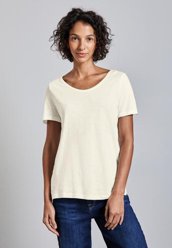 Basic T-Shirt in Unifarbe 36 - Off White