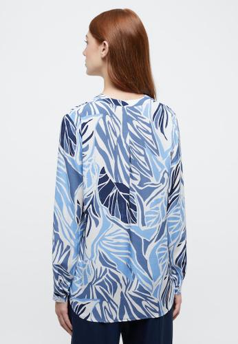 Bluse Viskose Langarm Blau 40/Langarm