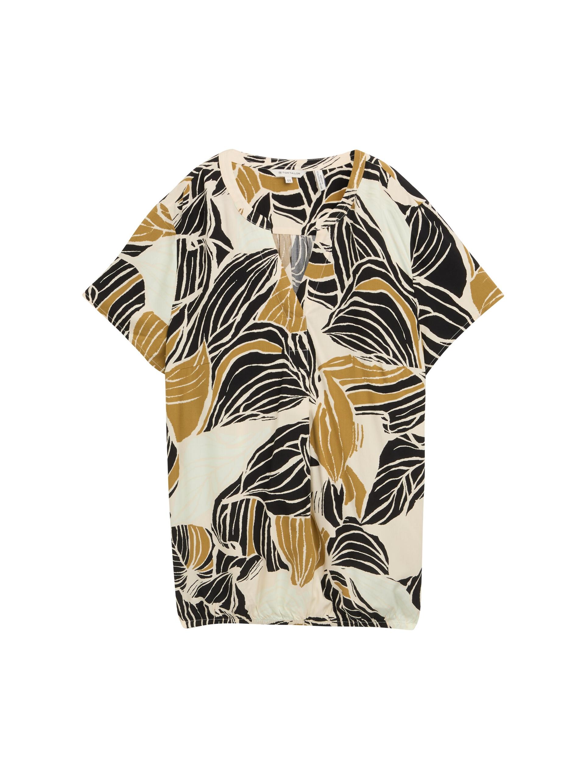 Plus Size - Bluse mit Muster 48 Regular Fit - Neutral Cut Leaves Design