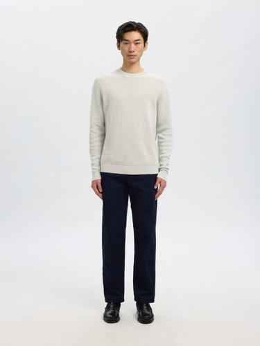 SLHDANE LS KNIT STRUCTURE CREW NECK NOOS XL Normal geschnitten - Light Grey Melange
