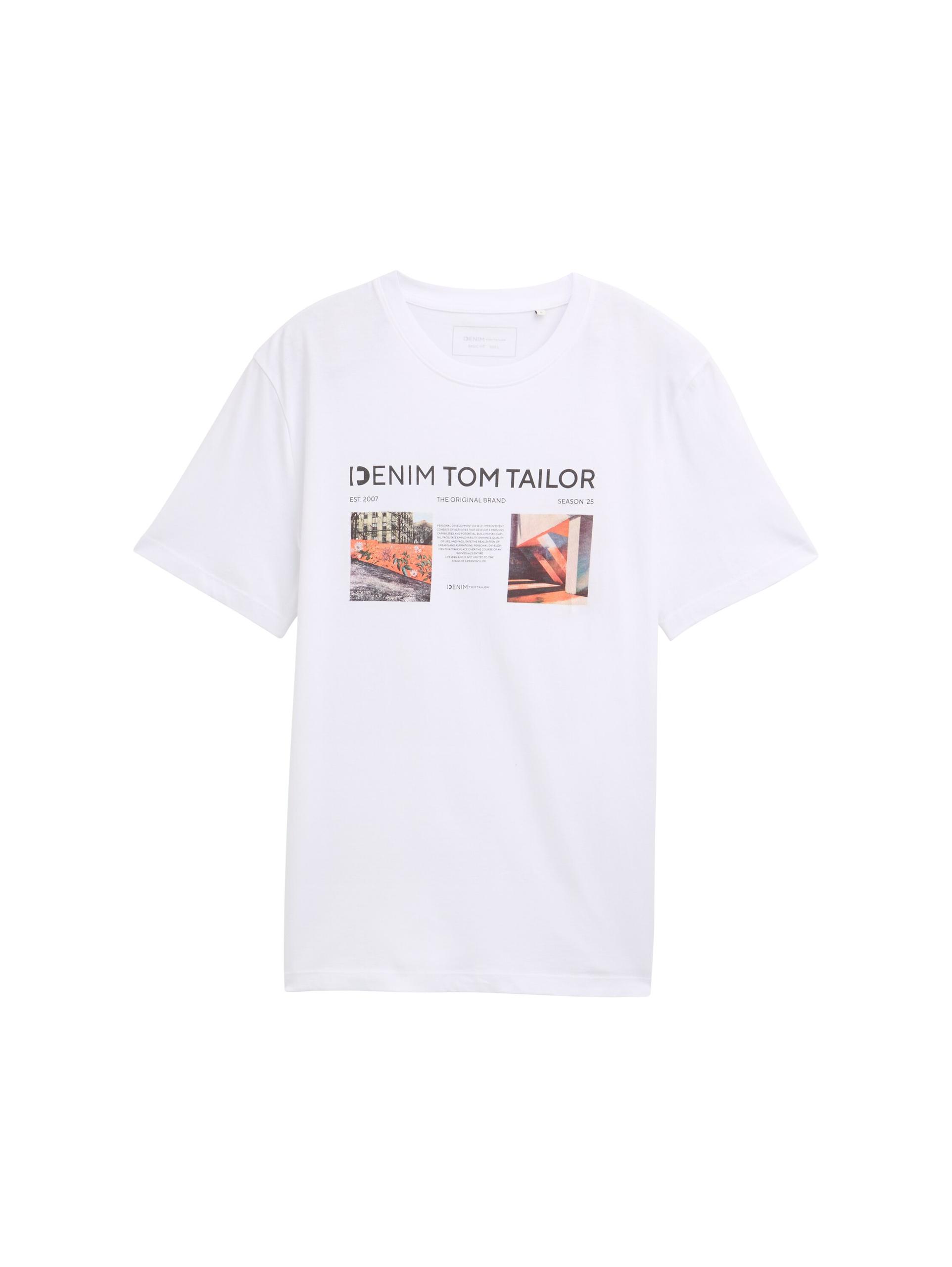 T-Shirt mit Foto-Print L Regular Fit - White