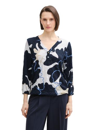 Crinkle Blusenshirt XL Loose Fit - Big Floral Shapes Design