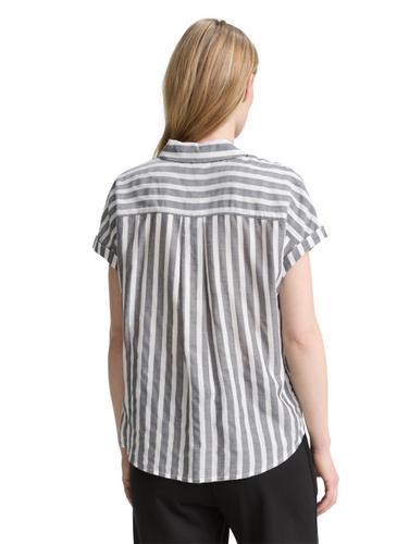 Loose Fit Bluse mit Streifenmuster 46 Loose Fit - Offwhite Navy Vertical Stripe