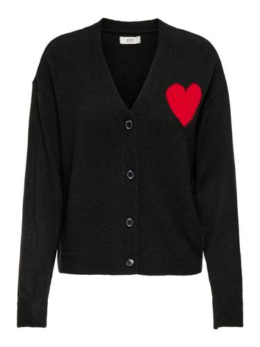 JDYVITTORIA L/S HEART CARDIGAN KNT S Knit Fit - Black