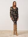 Jerseykleid mit Wickel-Effekt 38 Figurbetont - Wood Gemustert