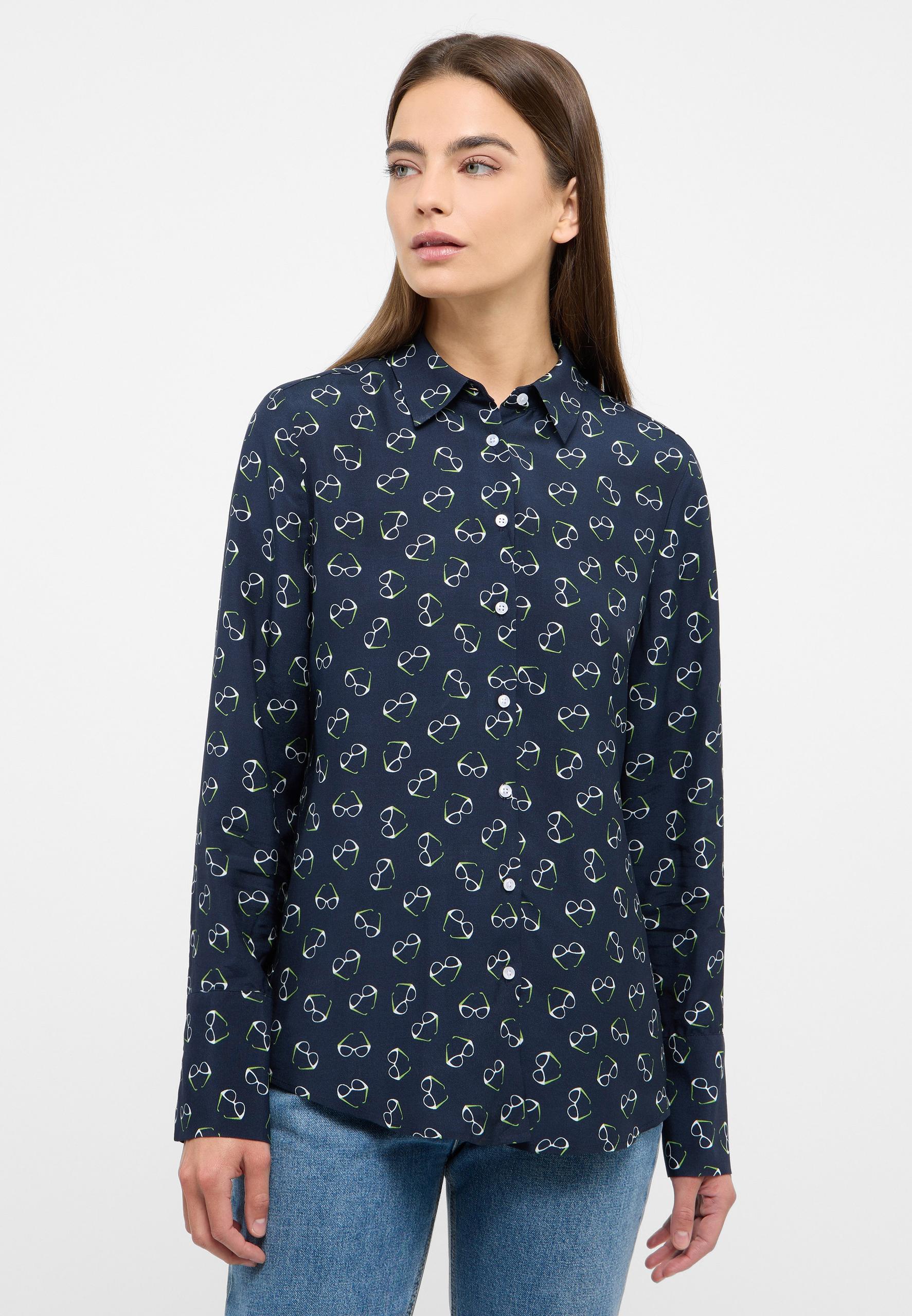 Bluse Viskose Langarm 38/Langarm REGULAR FIT - Navy
