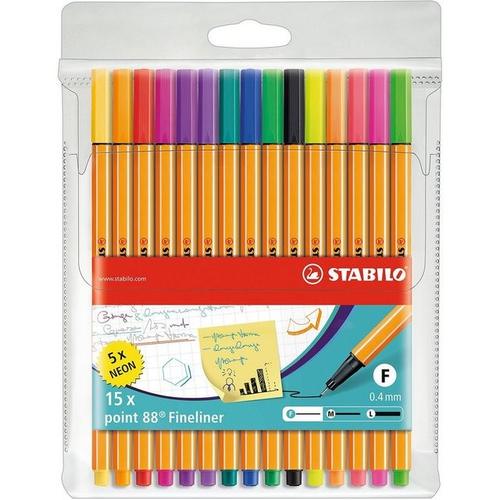 STABILO Fineliner point 88 NEON, 10 & 5 Farben