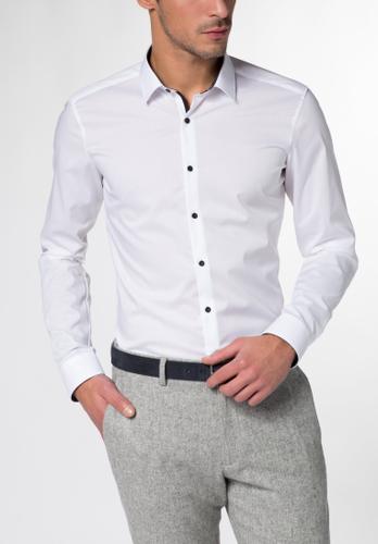 Hemd Stretch Langarm 42/Langarm - 65cm SUPER SLIM - Weiß