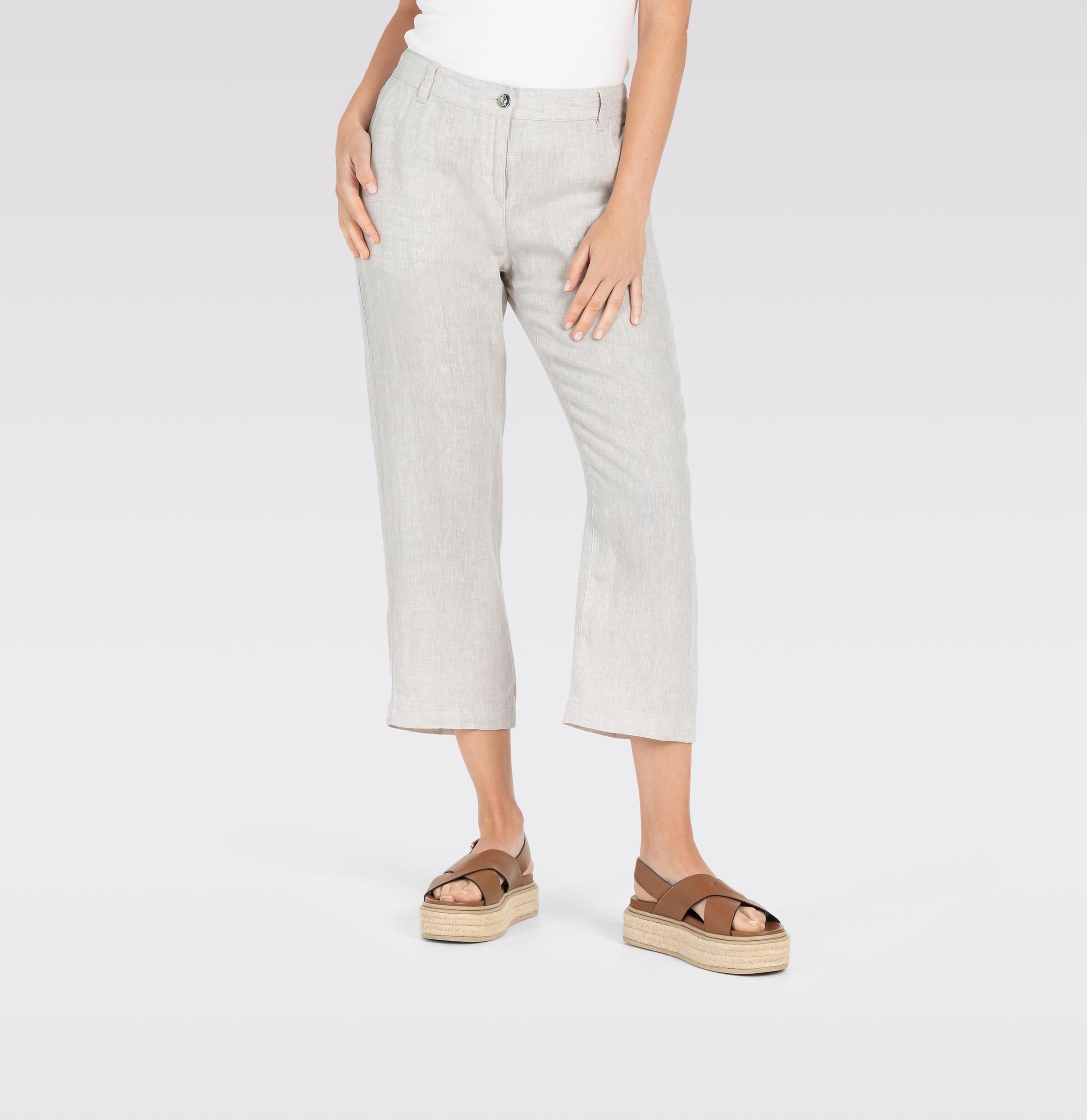MAC JEANS - NORA, Pure linen 40/OL Wide Fit - Grau