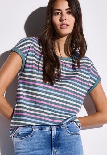 Leinen-Look Streifen-Shirt 36 - Dark Garden Green