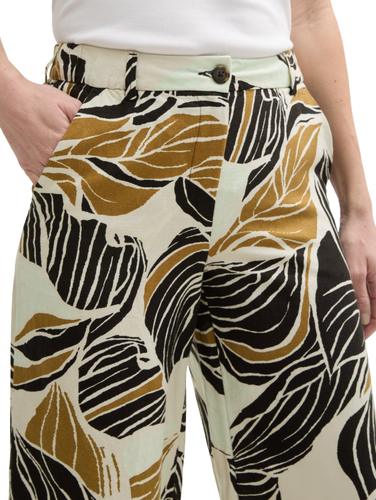 Culotte Hose mit Leinenanteil 44/28 Culotte Fit - Neutral Cut Leaves Design