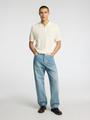 SLHCRAN SS KNIT STRUCTURE HALF ZIP POLO M Normal geschnitten - Egret