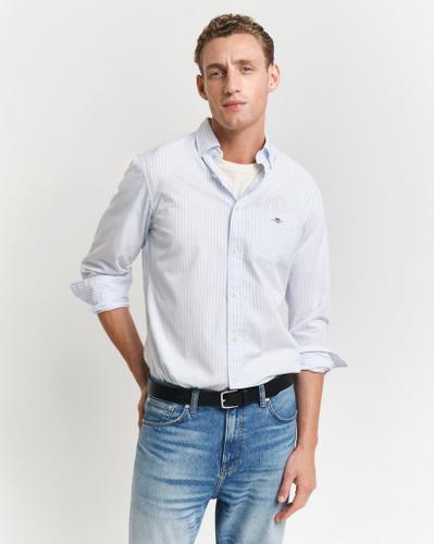 Regular Fit Classic Popeline Hemd mit Streifen Blau XL
