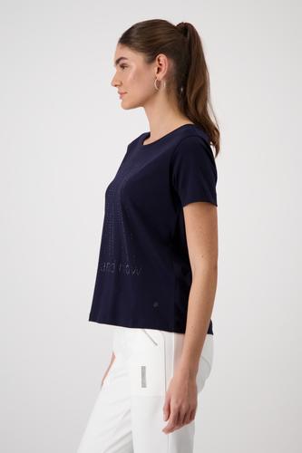 T-Shirt mit Strassschrift 42 - Deep Ocean