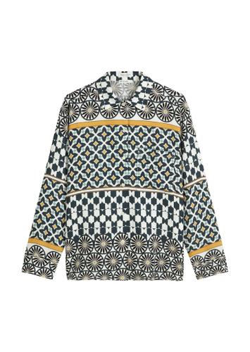 Print-Leinenbluse regular 38 Regular Fit - Multi/ White Cotton