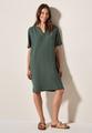 Split Neck Leinenmix Kleid L - Balmy Khaki