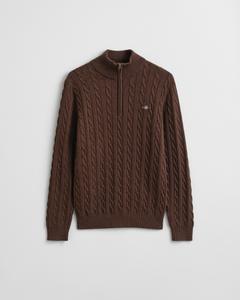 Zopfstrick Troyer aus Baumwolle L - Brown Melange