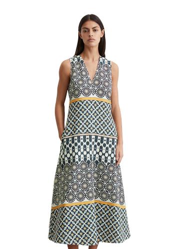 Leinenkleid flared 42 Relaxed Fit - Multi/ White Cotton