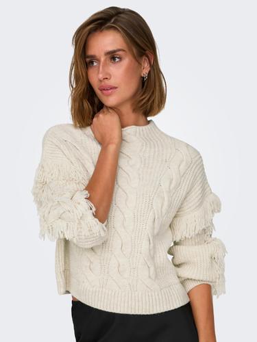 ONLHOLLY LS SHORT CABLE HIGH NECK RP KNT M Verkürzt - Birch