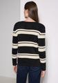Cecil Rundhalspullover »Astrid«, gestreifter Pullover im 2-in-1-Look - Schwarz / XL