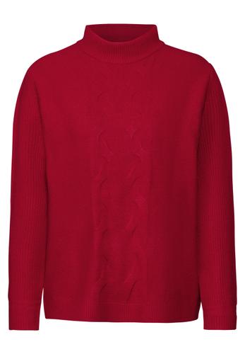 Pullover mit Strickmuster Rot 40