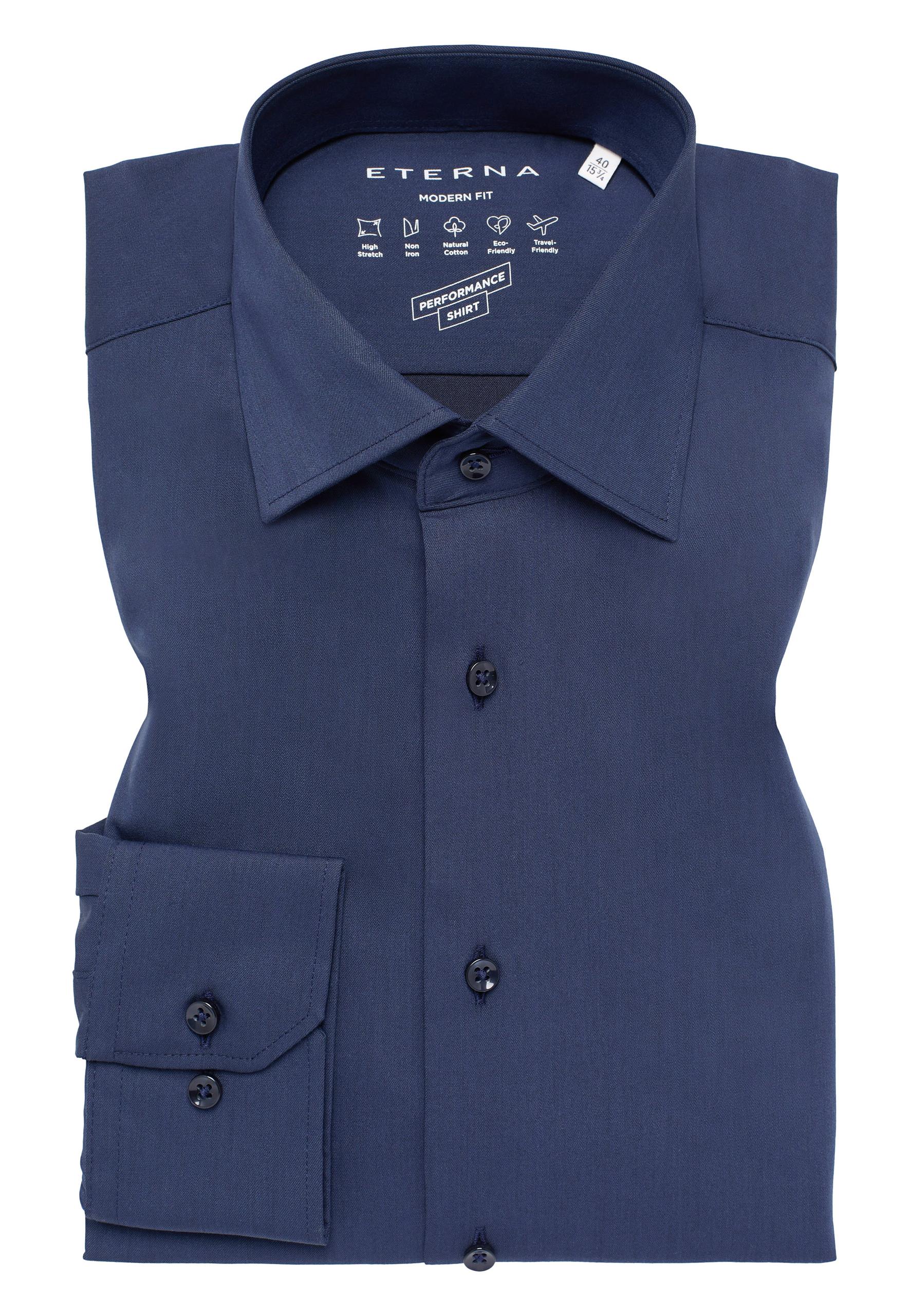 Performance Shirt Twill-Stretch Langarm 40/Langarm - 65cm MODERN FIT - Navy