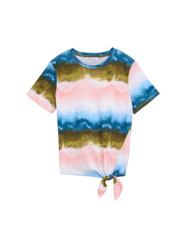 T-Shirt mit Knoten-Detail M Regular Fit - Watercolor Print