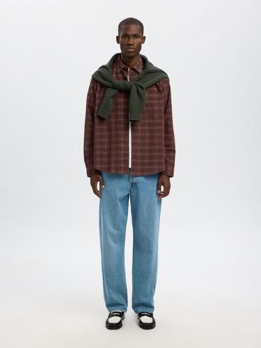 SLMREGCLAUS CORD YD CHECK LS SHIRT S Normal geschnitten - French Roast