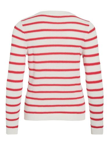 VIDALO O-NECK L/S STRIPE KNIT TOP- NOOS XL Normal geschnitten - White Alyssum