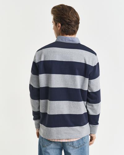Gestreiftes Heavy Rugger mit Chambray-Kragen XXL - Grey Melange