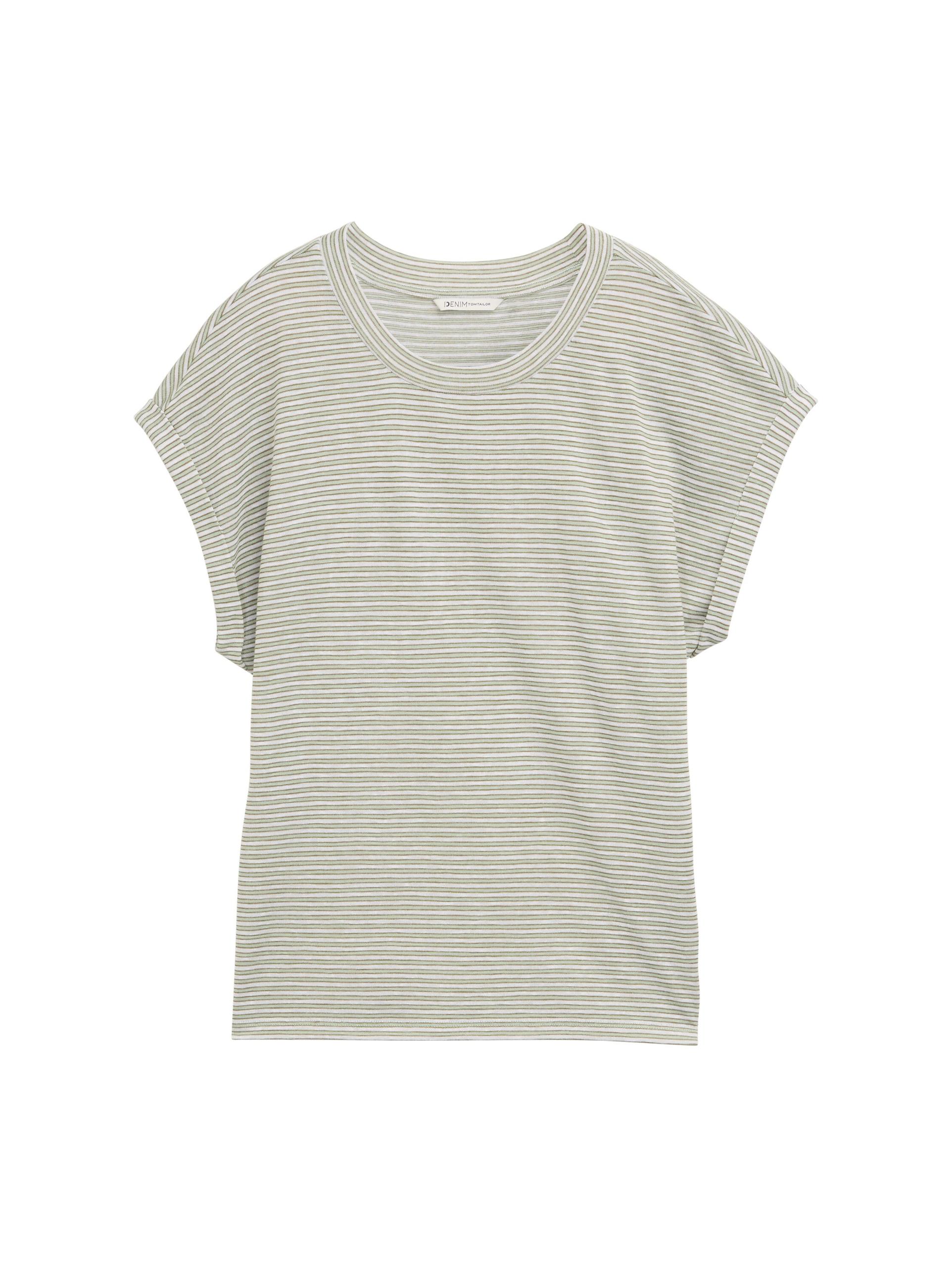 T-Shirt mit Streifenmuster XL Regular Fit - Green White Stripe