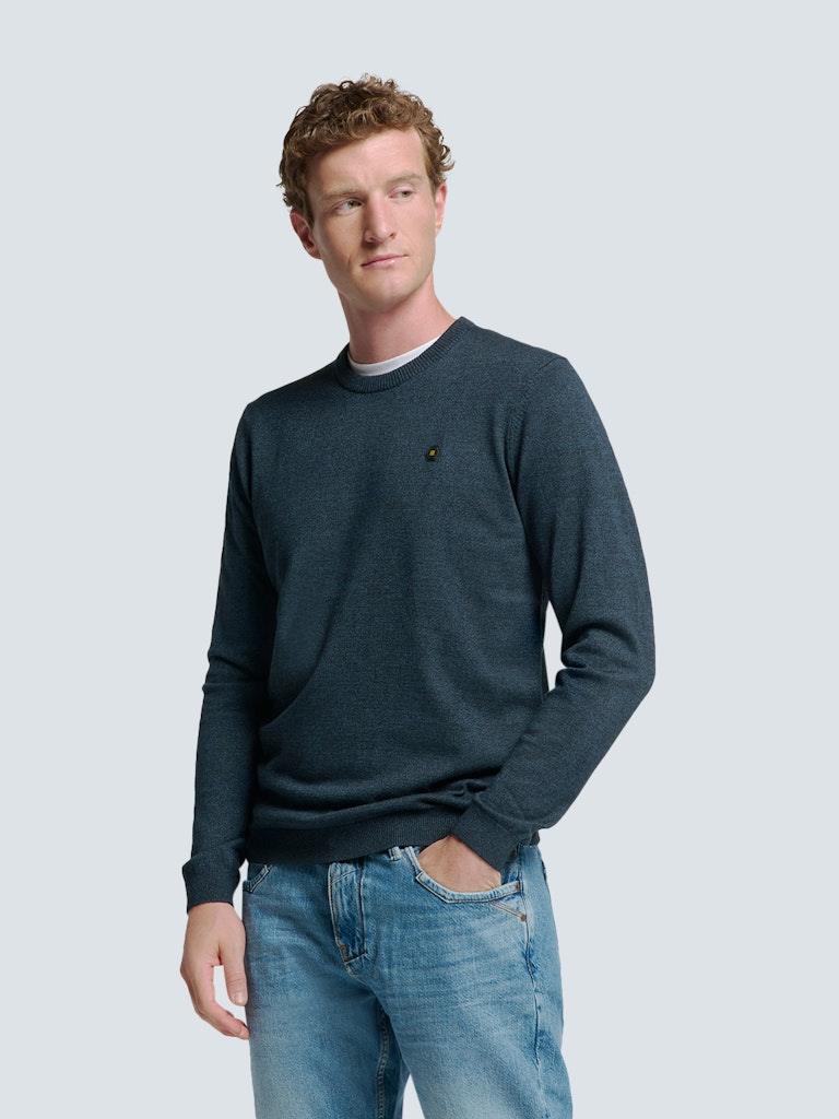 Pullover Crewneck 2 Coloured Melange Blau XXL