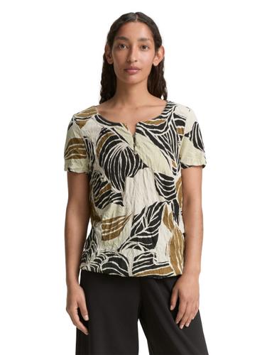 Crinkle T-Shirt mit Muster XXL Regular Fit - Neutral Cut Leaves Design