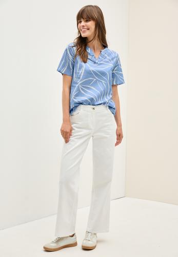 Gemusterte Baumwollbluse S - Deep Pastel Blue