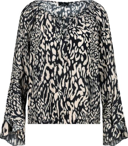 Bluse mit Leomuster 36 - Schwarz Gemustert