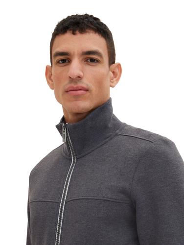 Sweatjacke mit Ziernaht M Regular Fit - Dark Grey Melange