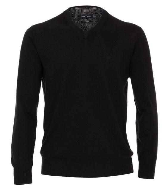 Pullover mit V-Ausschnitt uni 004430 L Basic Knitwear - Schwarz