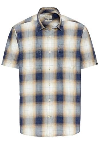Kurzarmhemd mit Karomuster Blau XL
