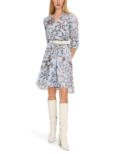 Bedrucktes Kleid aus Viskose-Crêpe Blau 38