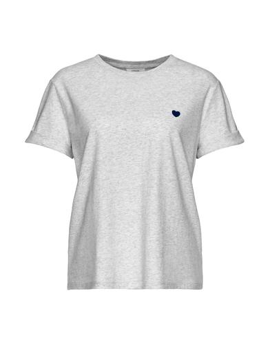 OPUS T-Shirt »Serz« mit kleiner Herz-Stickerei - Grau / 36
