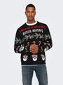ONSXMAS REG 5 ALLOVER CREW KNIT S Normal geschnitten - Black