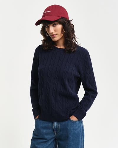 Lambswool Zopfstrick Rundhalspullover XL - Evening Blue