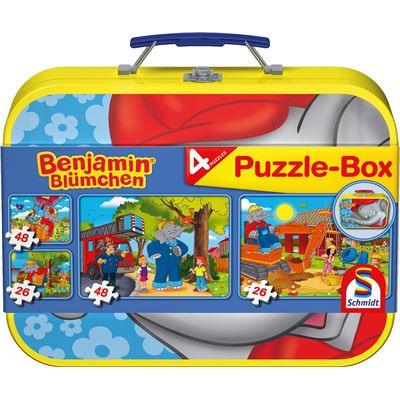 Schmidt Spiele - Puzzle - Puzzle-Box im Metallkoffer - Benjamin Blümchen, 2x26, 2x48 Teile