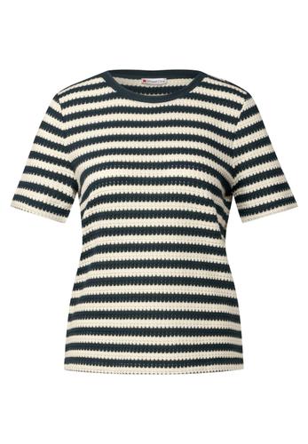 Strick-Look Streifenshirt Grün 38