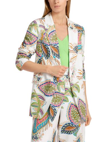 Körpernaher Blazer mit fancy Blattmotiv 40 - White