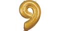 Super Shape Folienballon Gold, Zahlenballon 9, 63 x 86 cm gold