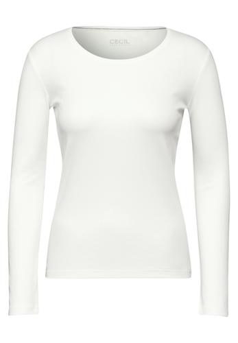 Shirt mit Rundhals L - Vanilla White