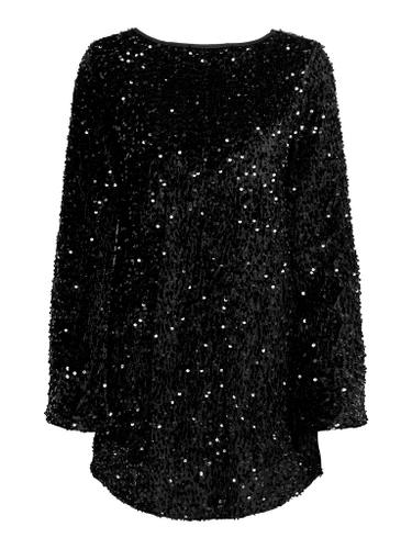 ONLANIKA SEQUINS LS BOW DRESS WVN CS M Normal geschnitten - Black