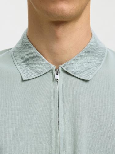 SLMFAVE ZIP SS POLO NOOS L Normal geschnitten - Aqua Gray