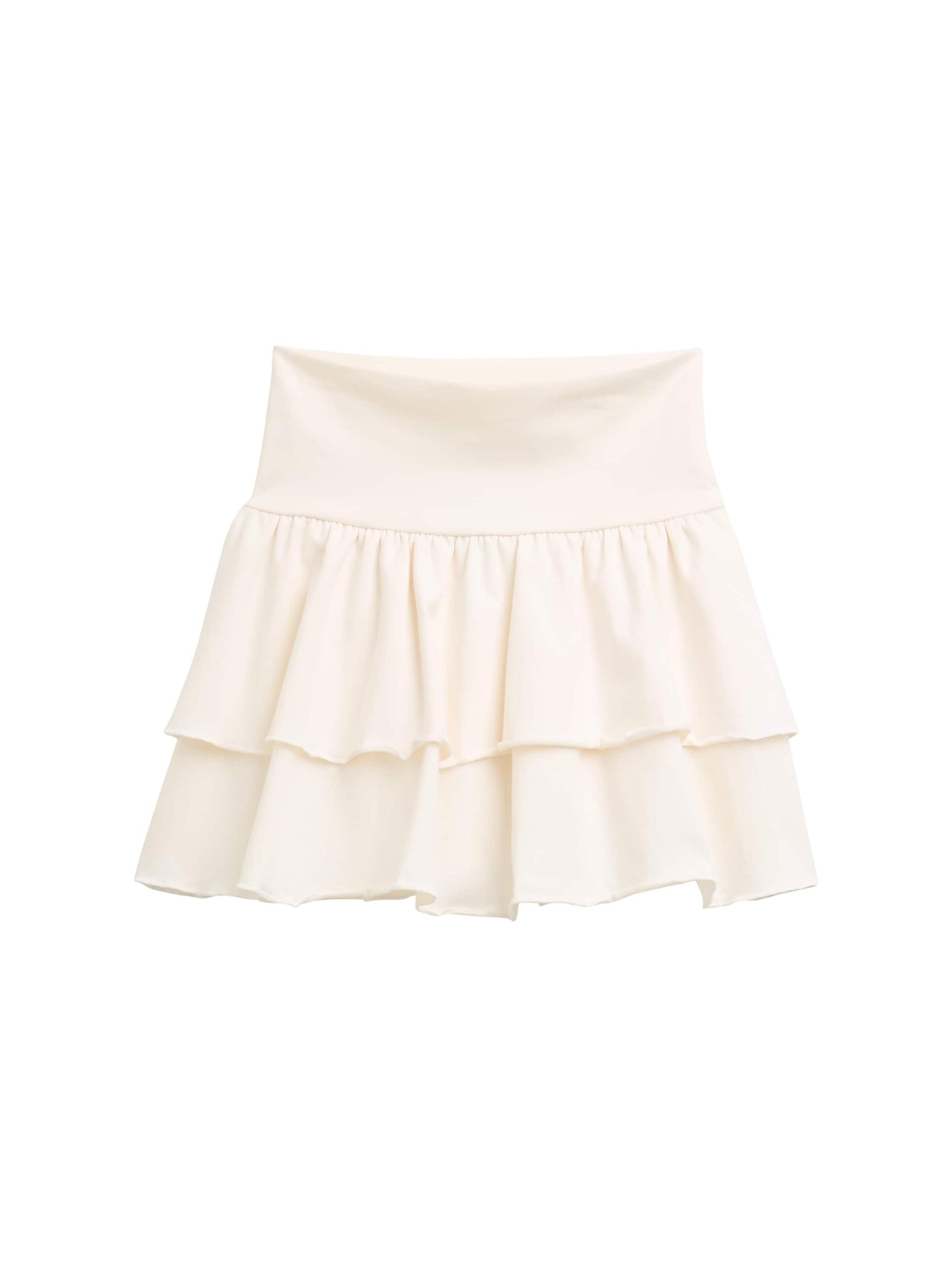 Mini-Rock mit Volants 152 A-Linie - Wool White